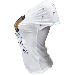 Women's White <b>Sequined</b> Sunglasses Print T-Shirt Crew Neck Short Sleeve Casual Jersey <b>Top</b> - Product Image 6