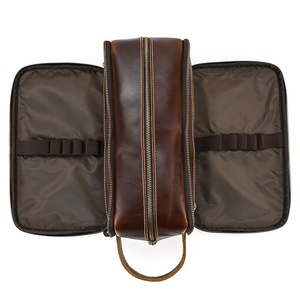 2026 New Design <b>Large</b> Leather Zipper Closure Soft Handle <b>Cosmetic</b> Dopp Kit <b>Bag</b> for Men and Women - Product Image 4