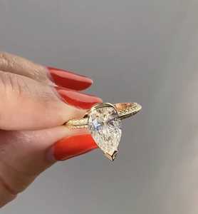 Bague solitaire en diamant taille poire VS1 de 2,00 carats cultivé en laboratoire, en or massif 14K, sertie demi-clos, cadeau d'anniversaire pour partenaire de vie - Product Image 3