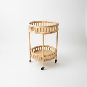 รถเข็นอาหารหวายธรรมชาติทำมือ รถเข็นเสิร์ฟเครื่องดื่มเคลื่อนที่ ราคาถูกที่สุด - Product Image 3