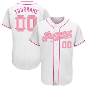 Wholesale Best Selling Custom Team Wear Custom White Medium Pink-Pink Authentic Baseball Jersey - Product Image 1