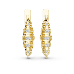 Pendientes de Aro Bali con Corona de Plata de Ley 925 Chapada en Oro de 18K y Circonitas Redondas, Joyería Premium para Mujer - Product Image 1