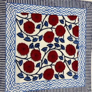 Servilleta de Lona Azul con Diseño Floral, 100% Algodón Puro, Hecha a Mano, Estampada y Bordada, Ecológica, Personalizable, Gran Venta - Product Image 2