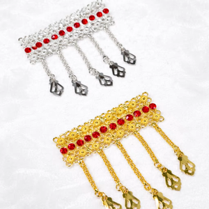 Peineta de Pelo Vintage Chapada en Oro Hecha a Mano, Ecológica, Impermeable, Elegante y a la Moda, con Carcasa de Aleación, Mini Piedras Rojas, Flores, Animales y Borlas - Product Image 1