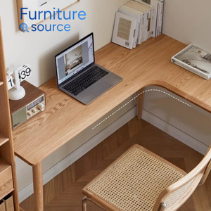 Escritorio de esquina de madera en forma de L escandinavo moderno, mesa de estudio de madera maciza duradera de fábrica de Vietnam, servicio de OEM/ODM - Product Image 1
