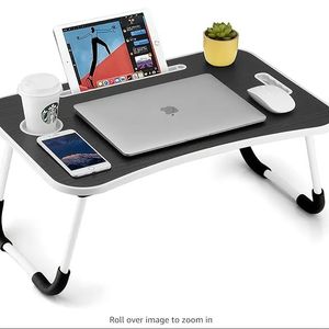 Injection Moulded <b>Folding</b> Computer <b>Desk</b> with Cup Holder Convenient Table for Home or <b>Office</b> Use - Product Image 1