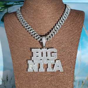 Collar con Colgante de Letra Personalizado, Cadena con Incrustaciones de Moissanita, Chapado en Rodio, Joyería Hip Hop, Regalo - Product Image 4