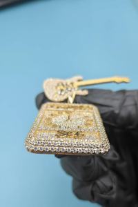 Custom Iced Out Guitar <b>Clock</b> Pendant Rapper Bling Two Tone Pendant Hip Hop Moissanite Custom Name Latter 925 <b>Silver</b> Pendant - Product Image 4