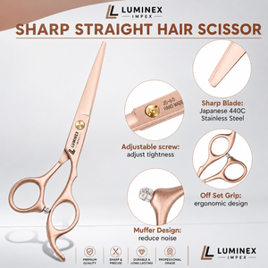 NYBL-55 5.5inch Straight <b>Left</b>-<b>handed</b> <b>Scissors</b> JAPAN 440C Sharp 58-59HRC Hardness Stainless Steel Handle Barber Shears Hair 28 - Product Image 2