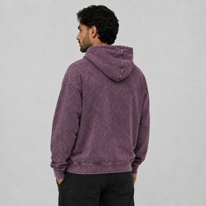 Sudadera con Capucha para Hombre de Alta Calidad, 100% Algodón, Lavado Ácido, Personalizada, Transpirable, con Forro Polar, Suministro OEM, Invierno, Color Sólido, Casual, con Bolsillo y Logotipo Impreso - Product Image 5