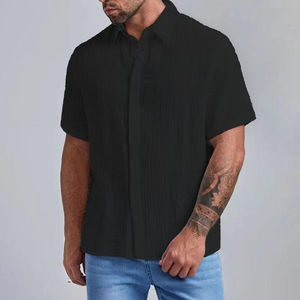 Camisa de Hombre Talla Grande al por Mayor, Corte Entallado, Diseño Plisado, Camisa Casual de Verano para Hombre - Product Image 3