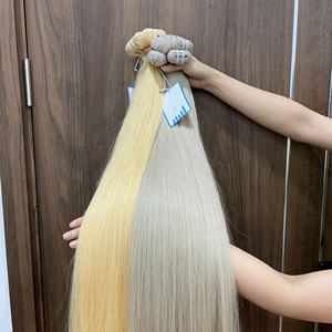 Precio al por mayor Rubio Recto Raw Bundle Hair 100% Extensiones de cabello de Trama humana Sin enredos Sin desprendimiento Super sedoso Listo para enviar - Product Image 4