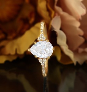 Pear Cut Moissanite <b>Ring</b> 925 Sterling <b>Silver</b> Engagement <b>Ring</b> Elegant Teardrop <b>Solitaire</b> Dainty Minimalist Wedding Promise <b>Ring</b> - Product Image 4