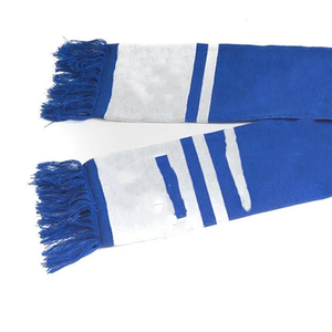 ผ้าพันคอสีน้ำเงินรอยัลขาวลายทางถักอะคริลิก แต่งชายครุย ปักลายตามสั่ง สำหรับพี่น้องสมาคมนักศึกษาหญิง Zeta Phi Beta - Product Image 2