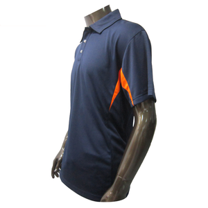 Men's <b>Navy</b> <b>Blue</b> Sports <b>Polo</b> <b>Shirt</b> Orange Contrast Side Panels Performance Dry Fit Short Sleeve Golf Training Tee For Outdoor - Product Image 2