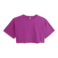 Top Corto de Punto para Mujer, Tops de Verano de Manga Corta, Corte Regular, Ecológico, 100% Algodón, Secado Rápido, Transpirable, Bonito, para Gimnasio y Entrenamiento