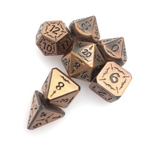 Ensemble de dés en métal massif pour D&D, motif épée croisée gravé, police gothique fantastique, dés polyédriques pour jeux de rôle sur table