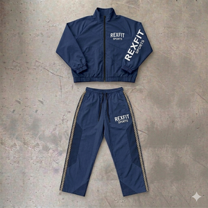 Rexfit Sports Private Label Mens Nylon Sports Tracksuit Reflective <b>Jacket</b> <b>Short</b> Set Tracksuit Set Wholesale - Product Image 2