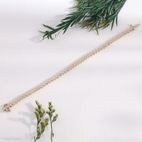Pulsera de tenis de oro amarillo certificado con diamantes cultivados en laboratorio, corte brillante redondo, engaste de bisel, brillante, unisex, para uso diario, a la moda