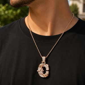 Luxury Custom Letter Pendant 10K Gold Plated Moissanite Baguette Cut Diamond Rose Flower Design Unisex Everyday Wear - Product Image 6