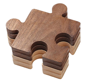 Walnut <b>Coaster</b> Restaurant Decor Solid Wood <b>Heat</b>-resistant Table Top Protection installation Jigsaw For Tableware Accessories - Product Image 3