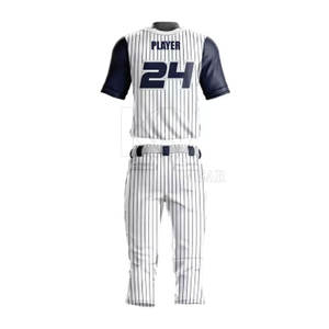 Tenue de baseball élégante pour hommes, ensemble complet maillot et pantalon, respirant, léger, durable, vêtements de sport de haute qualité pour adultes, 100% coton - Product Image 4