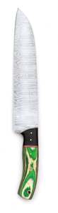 มีดทำครัวเหล็กดามัสกัสแบบแฮนด์เมด ด้ามไม้ปักกะวูดสีเขียว - Product Image 5