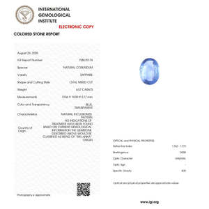 Certified Natural Blue Sapphire 6.57 Carat Brilliant Cut Loose Gemstone for Fine Jewelry - Product Image 4