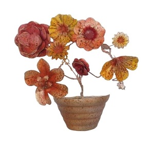 Pot de fleurs mural/de table en métal moderne fait à la main, écologique, couleur naturelle, décoration de salon, décoration de la maison - Product Image 1