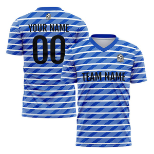 Custom Sublimated Soccer Jersey Blue Black V-Neck Short Sleeve Moisture Wicking Team Apparel Adult Unisex All Seasons - Product Image 6