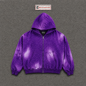 Sudadera con Capucha Morada Oversize para Hombre, Estampado de Puntos, Poliéster, Felpa Francesa, Corte Regular, Estilo Casual, para Otoño, Venta al por Mayor, Elegante, RHINE - Product Image 5