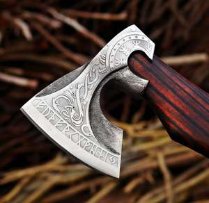 Hache artisanale de qualité industrielle en acier à haute teneur en carbone de 18 pouces avec manche en bois, garantie 1 an pour l'extérieur, par Steel Craft International - Product Image 4