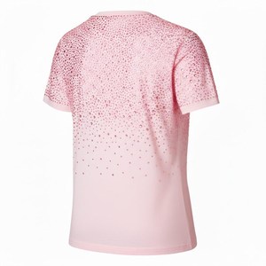 Camiseta Rosa con Pedrería para Mujer, Camiseta Informal de Algodón, Logotipo Personalizado, Ropa Brillante para Mujer, Proveedor Mayorista OEM - Product Image 5