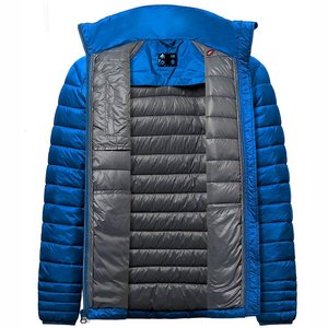 Active royal blue <b>mens</b> hooded puffer <b>jacket</b> water resistant lightweight winter warm coat <b>thin</b> bubble outerwear - Product Image 2