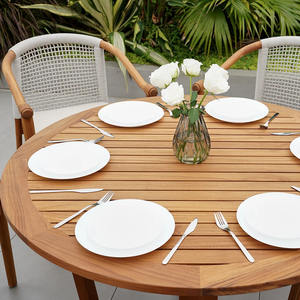 Juego de Comedor Moderno con Mesa Redonda en Acabado Natural y Sillas con Cuerda Tejida para Uso en Exteriores, Ecológico - Product Image 3