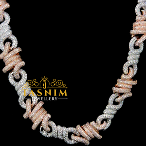 สร้อยคอทองคำขาว TASNIM ประดับเพชรโมอิสซาไนต์ทรงกลมแบบคิวบัน ขนาด 16 มม. ตัวเรือนแบบหนามเตย ดีไซน์หรูหราสำหรับผู้หญิง เหมาะสำหรับงานแต่งงาน - Product Image 1