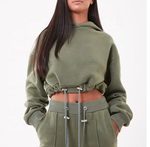 Hoodie court en molleton doux pour femme, sweat-shirt court à manches longues, style décontracté streetwear, coupe confortable, tenue tendance - Product Image 2