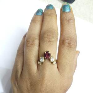 Bagues unisexes en argent sterling 925 plaqué or avec tourmaline Polki, faible MOQ, style antique - Product Image 4