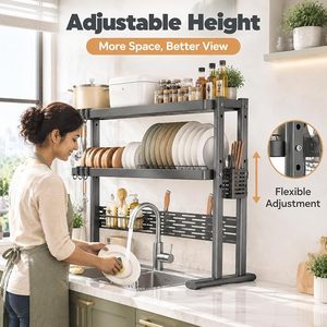 Escurridor de Platos Metálico de 3 Niveles con Altura Ajustable para Fregadero de Cocina - Product Image 5