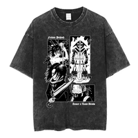 T-shirt Anime Hunter X Hunter Vintage Délavé Esthétique Y2K Unisexe Coupe Oversize Manches Courtes Été 100% Coton Brodé Formel