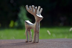 Elegant Small Size Silver Brass Reindeer <b>Figure</b> Decorative <b>Christmas</b> Accent Perfect For Kids Room and Shelves From India - Product Image 1