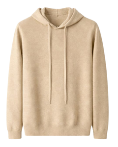 Sweat-shirt à capuche personnalisé pour homme, beige, en molleton de coton, à manches longues, décontracté, avec cordon de serrage, streetwear d'hiver - Product Image 1