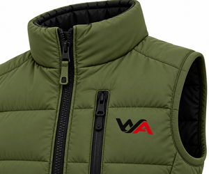 Chaleco Acolchado Verde Oliva para Mujer, Cuello Alto, Cálido para Invierno, con Bolsillos con Cremallera, Sin Mangas, para Caza, OEM - Product Image 4