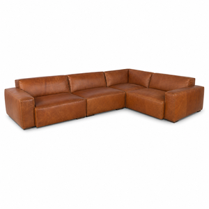 Modern L Shape Genuine Leather Sectional Sofa Modular Design Cushion Back Square Arm Leather Sofa - Product Image 1