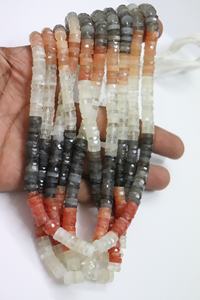 Qualité AAA 16 pouces perles de coupe de roue Multi pierre de lune à facettes forme de pneu 6-7mm perles de gros de pierres précieuses naturelles - Product Image 4