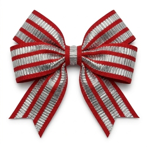 ริบบิ้นลายทางสีแดงเงินเมทัลลิกขนาด 25 มม. ของบริษัทนีลกามัล อินดัสทรีส์ ริบบิ้นตกแต่งแบบทอซารีสำหรับเสื้อผ้าและบรรจุภัณฑ์ - Product Image 3