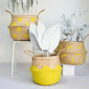 Meilleure vente panier de ventre pliable à la mode fait à la main en jonc de mer paniers de rangement empilables tissés de haute qualité pour l'organisation de la maison - Product Image 4