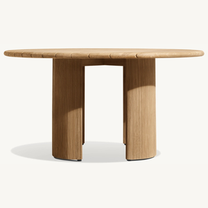 Mesa redonda de madera de teca con un estilo minimalista moderno, adecuada para el comedor en casa o en un restaurante. - Product Image 6