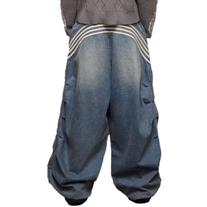Jeans Boyfriend Personnalisés à Bretelles Ajustables en Denim Tissu Spandex/Coton Imperméable Respirant Séchage Rapide Léger Délavé OEM - Product Image 6