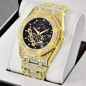 Golden Frost Stylish iced out Moissanite Diamond Quartz Watch for Men with Smooth Steel Case Design - Product Image 1